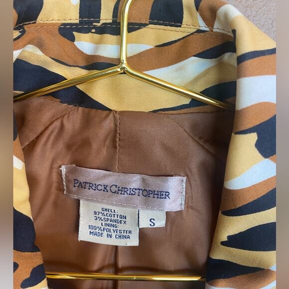 Patrick Christopher Blazer Zebra Print Crop Button Up Pockets Yellow Tan Size S - Picture 7 of 7